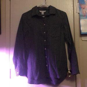 Black and white plaid button up